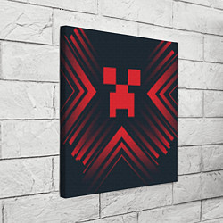Холст квадратный Красный символ Minecraft на темном фоне со стрелка, цвет: 3D-принт — фото 2