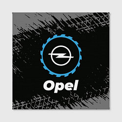 Холст квадратный Opel в стиле Top Gear со следами шин на фоне, цвет: 3D-принт — фото 2