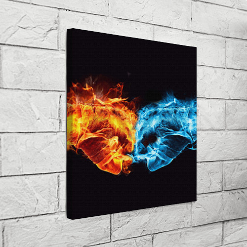 Картина квадратная Вода и огонь - два кулака Brofist / 3D-принт – фото 3