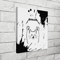 Холст квадратный Metallica рок кот на светлом фоне, цвет: 3D-принт — фото 2