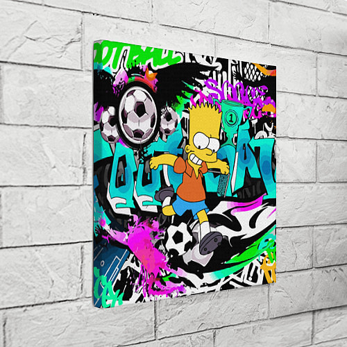 Картина квадратная Барт Симпсон - центр-форвард на фоне граффити / 3D-принт – фото 3