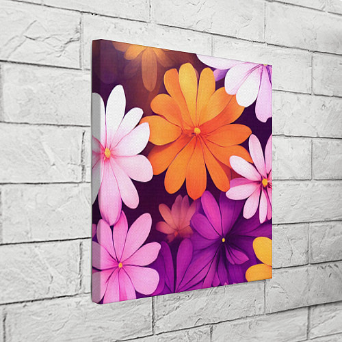 Картина квадратная Яркие фанстастические цветы / 3D-принт – фото 3
