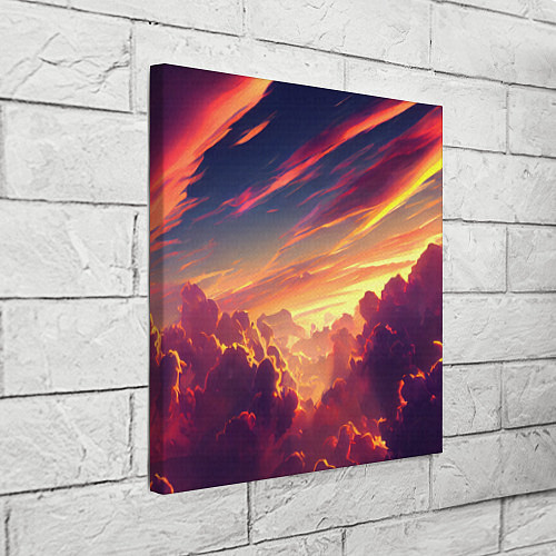Картина квадратная Закатное солнце в облаках / 3D-принт – фото 3