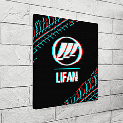 Холст квадратный Значок Lifan в стиле glitch на темном фоне, цвет: 3D-принт — фото 2