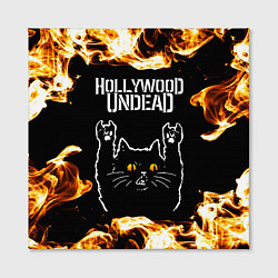 Холст квадратный Hollywood Undead рок кот и огонь, цвет: 3D-принт — фото 2