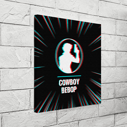 Картина квадратная Символ Cowboy Bebop в стиле glitch на темном фоне / 3D-принт – фото 3