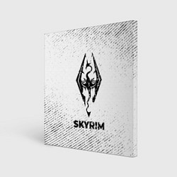 Холст квадратный Skyrim с потертостями на светлом фоне, цвет: 3D-принт
