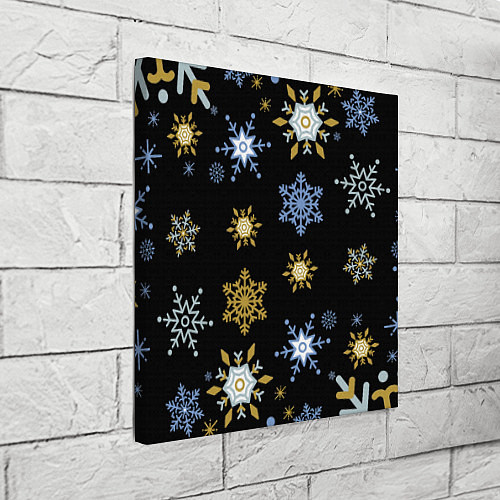 Картина квадратная Новый год снежинки на чёрном фоне / 3D-принт – фото 3