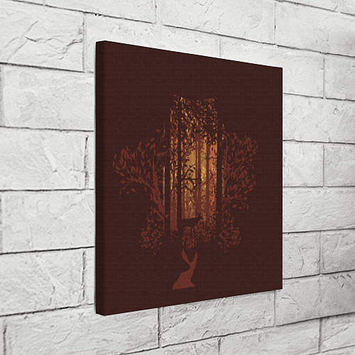 Картина квадратная Осенний лес внутри силуэта совы / 3D-принт – фото 3