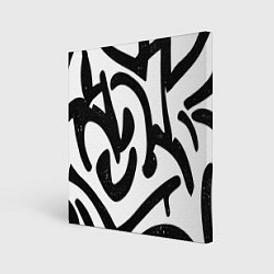 Холст квадратный Хаотичные узоры в стиле граффити, цвет: 3D-принт