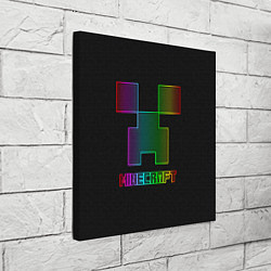 Холст квадратный Minecraft logo neon, цвет: 3D-принт — фото 2