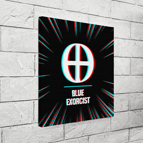 Картина квадратная Символ Blue Exorcist в стиле glitch на темном фоне / 3D-принт – фото 3