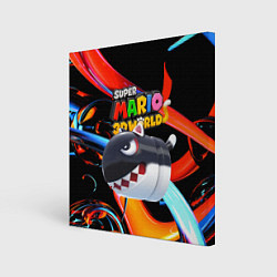 Холст квадратный Cat Bullet Bill - Super mario 3D World - Nintendo, цвет: 3D-принт