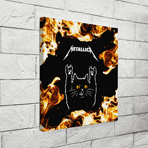 Картина квадратная Metallica рок кот и огонь / 3D-принт – фото 3