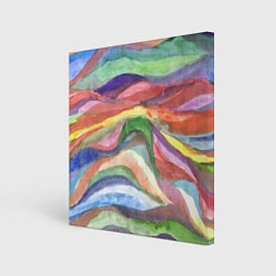 Холст квадратный Красочные волны акварель, цвет: 3D-принт