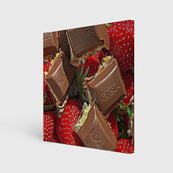 Холст квадратный Клубника и шоколад Рошен, цвет: 3D-принт