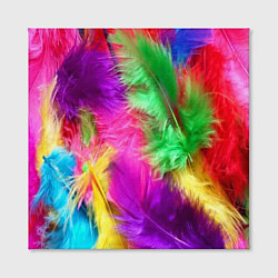 Холст квадратный Яркие разноцветные перья, цвет: 3D-принт — фото 2