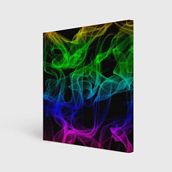 Холст квадратный Разноцветный неоновый дым, цвет: 3D-принт
