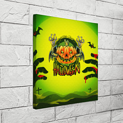 Холст квадратный Тыква - зомби хэллоуин, цвет: 3D-принт — фото 2