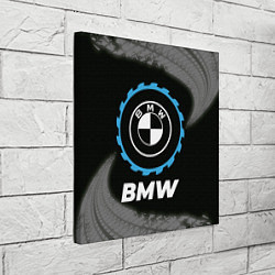 Холст квадратный BMW в стиле Top Gear со следами шин на фоне, цвет: 3D-принт — фото 2