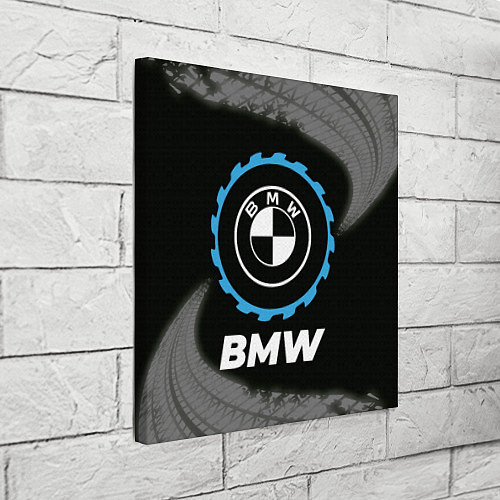 Картина квадратная BMW в стиле Top Gear со следами шин на фоне / 3D-принт – фото 3