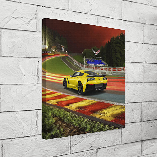 Картина квадратная Chevrolet Corvette на гоночной трассе / 3D-принт – фото 3