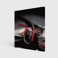 Холст квадратный Ситроен - салон - Steering wheel, цвет: 3D-принт