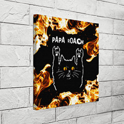 Холст квадратный Papa Roach рок кот и огонь, цвет: 3D-принт — фото 2