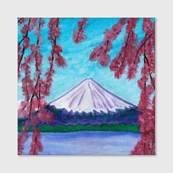 Холст квадратный Цветение сакуры Фудзияма, цвет: 3D-принт — фото 2