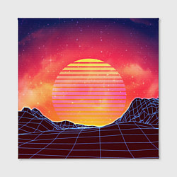 Холст квадратный Абстрактные 3D неоновые горы на закате, цвет: 3D-принт — фото 2