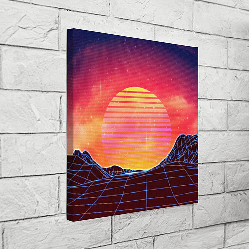 Картина квадратная Абстрактные 3D неоновые горы на закате / 3D-принт – фото 3