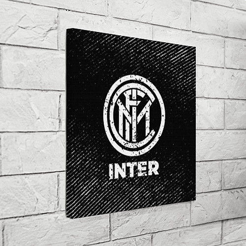Картина квадратная Inter с потертостями на темном фоне / 3D-принт – фото 3