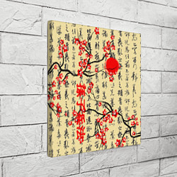Холст квадратный Иероглифы и сакура, цвет: 3D-принт — фото 2
