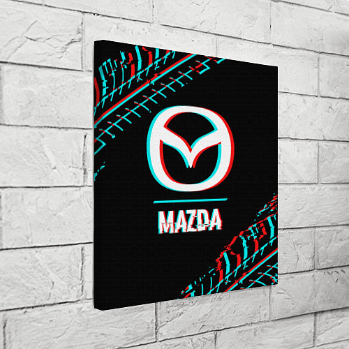 Картина квадратная Значок Mazda в стиле glitch на темном фоне / 3D-принт – фото 3