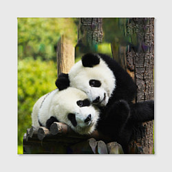 Холст квадратный Влюблённые панды, цвет: 3D-принт — фото 2