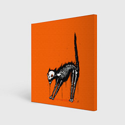 Холст квадратный Котик скелетик - Хеллоуин, цвет: 3D-принт