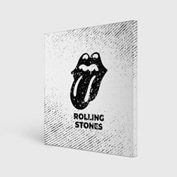 Картина квадратная Rolling Stones с потертостями на светлом фоне