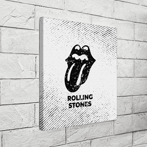 Картина квадратная Rolling Stones с потертостями на светлом фоне / 3D-принт – фото 3