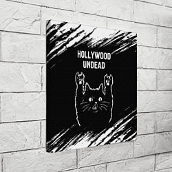 Холст квадратный Группа Hollywood Undead и рок кот, цвет: 3D-принт — фото 2
