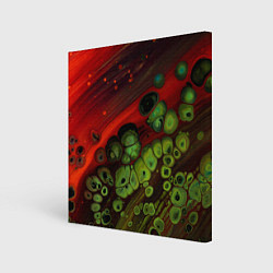 Холст квадратный Абстрактные красный песок и зелёные камни, цвет: 3D-принт