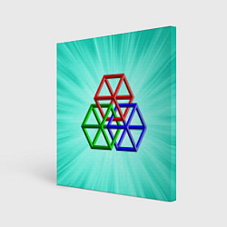 Холст квадратный Невозможная геометрия - оптическая иллюзия, цвет: 3D-принт