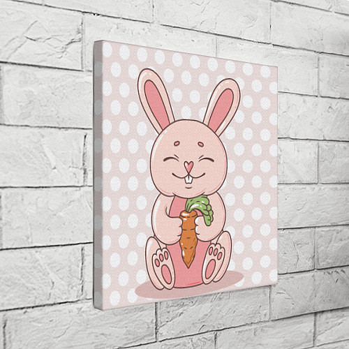 Картина квадратная Милый зайчик с морковкой / 3D-принт – фото 3