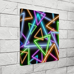 Холст квадратный Неоновые треугольники - текстура, цвет: 3D-принт — фото 2