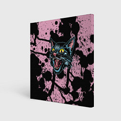 Холст квадратный Чёрный котяра - Чёрные кляксы, цвет: 3D-принт