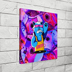 Холст квадратный DJ Scratchy in pink glasses, цвет: 3D-принт — фото 2