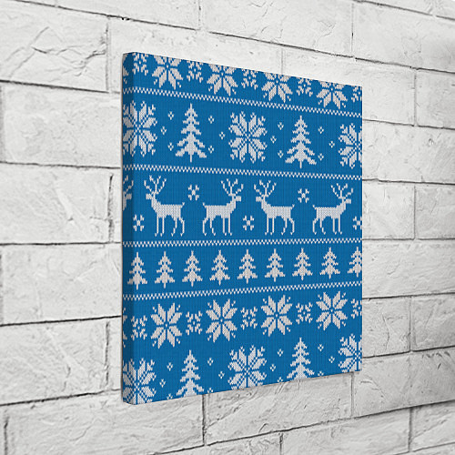 Картина квадратная Рождественский синий свитер с оленями / 3D-принт – фото 3