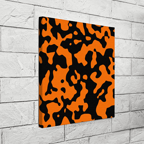 Картина квадратная Чёрные абстрактные пятна на оранжевом фоне / 3D-принт – фото 3