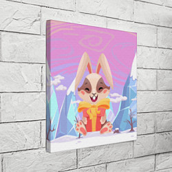 Холст квадратный Радостный зайка с подарком, цвет: 3D-принт — фото 2