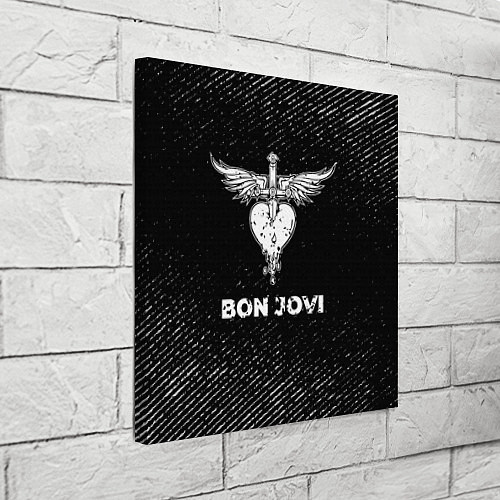 Картина квадратная Bon Jovi с потертостями на темном фоне / 3D-принт – фото 3