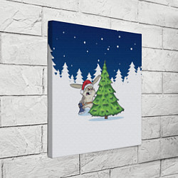 Холст квадратный Злой кролик и ёлка - 2023, цвет: 3D-принт — фото 2